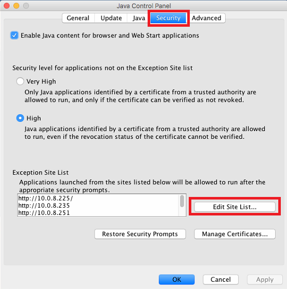 How to add Java security exception for Feeder?